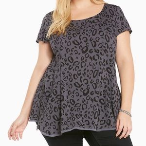 Black and Grey Leopard Print Blouse